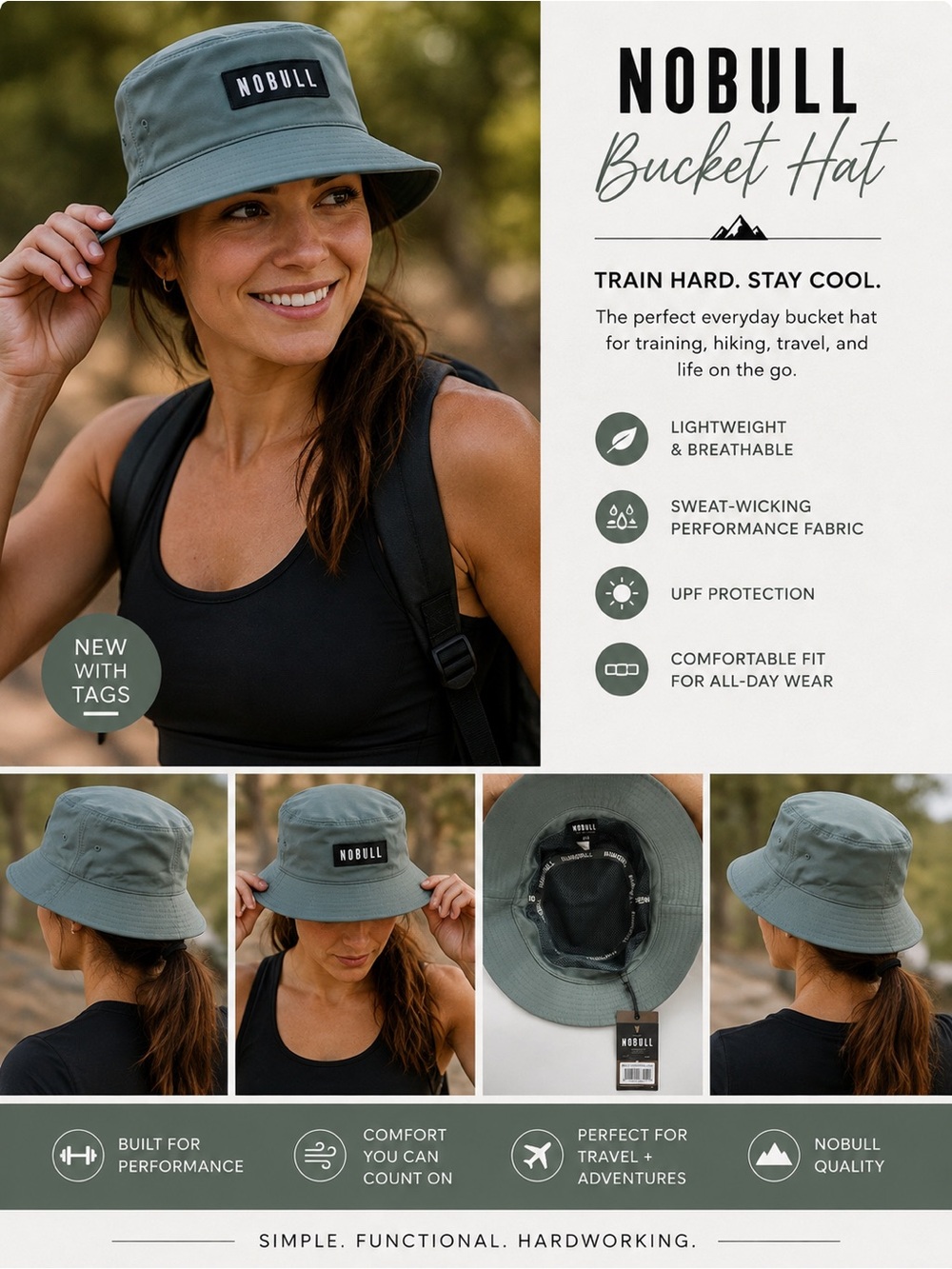 NOBULL Dusty Sage Green Bucket Hat
